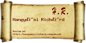 Hangyási Richárd névjegykártya
